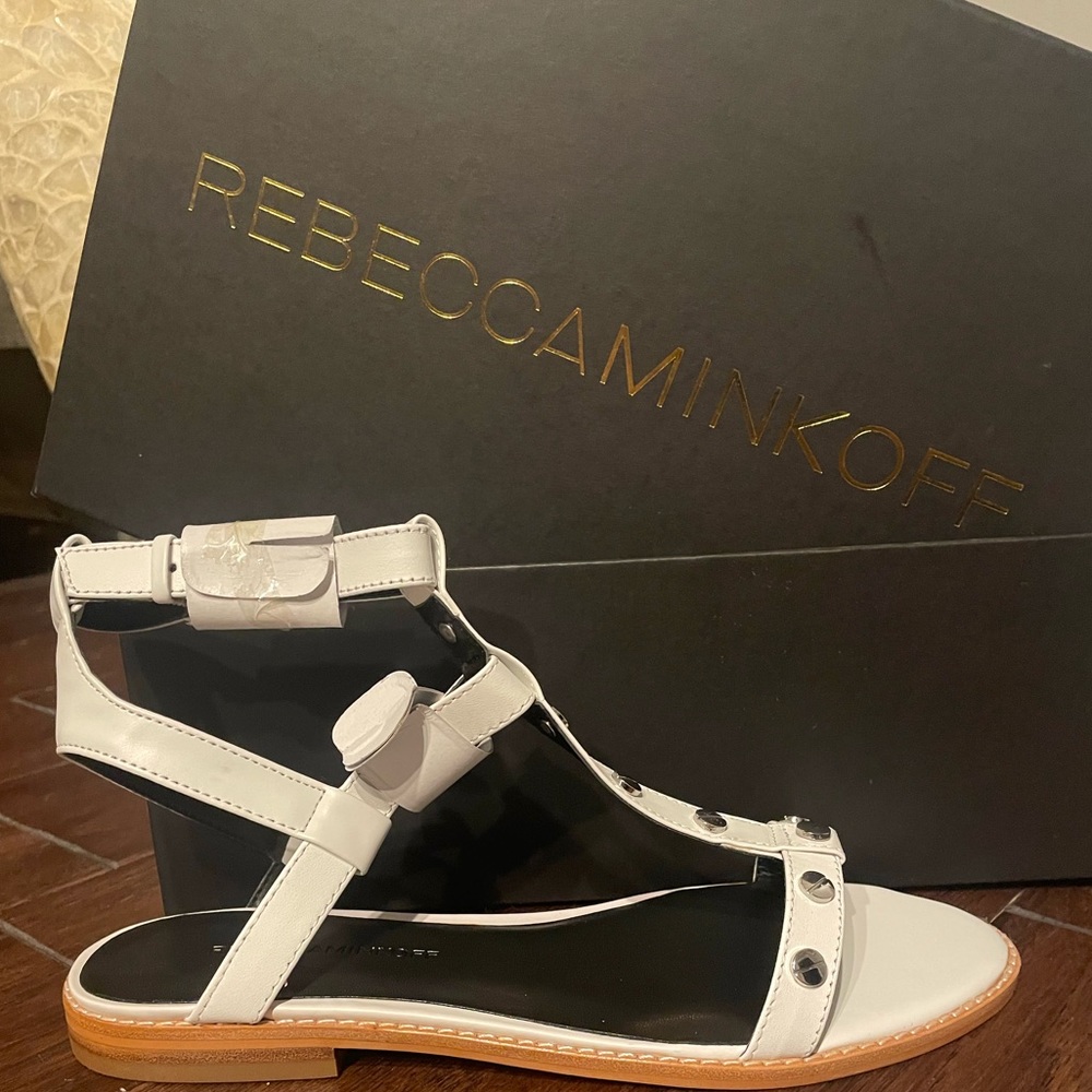 Rebecca Minkoff White Leather Gladiator Studded Sandals NEW IN BOX!